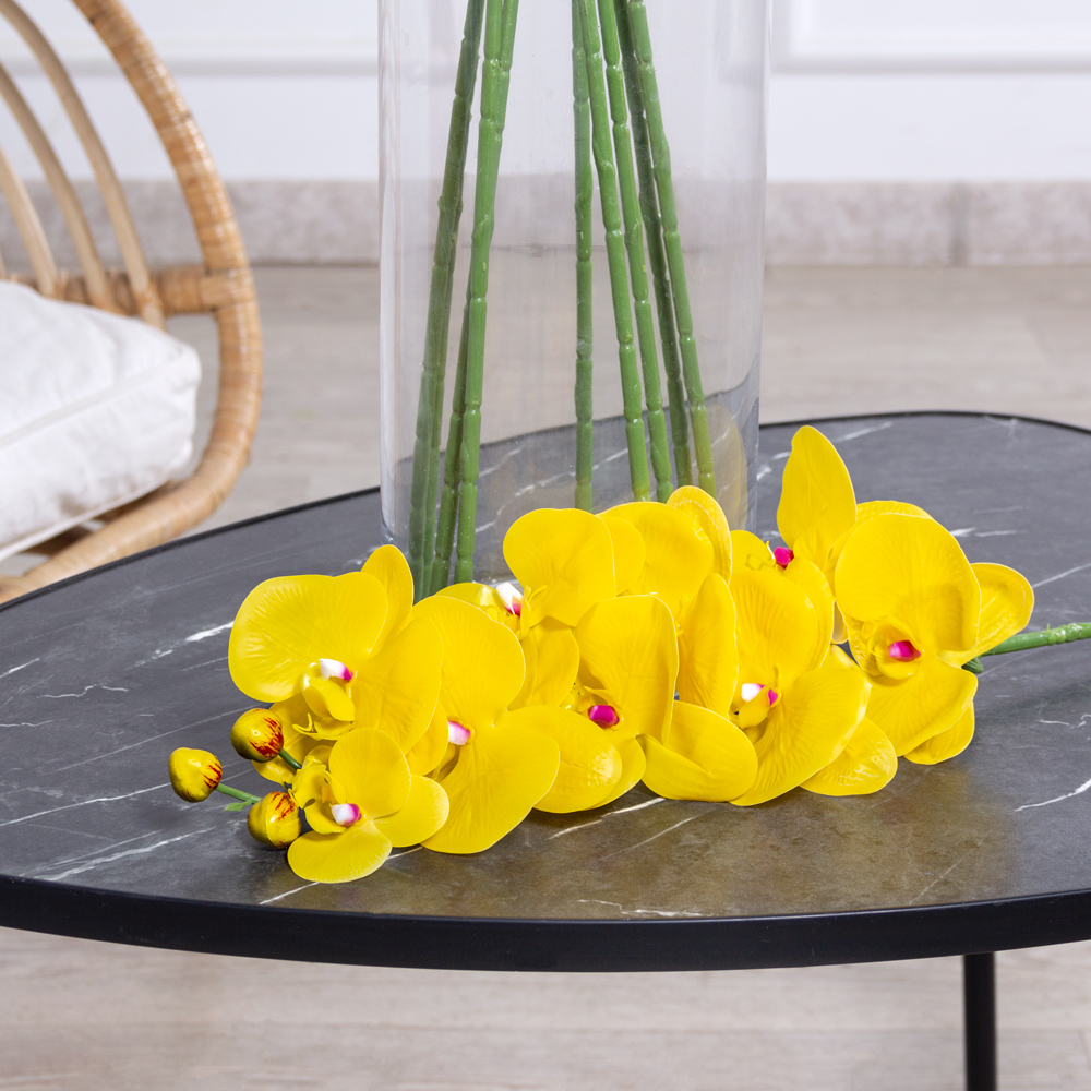 7141А/0108-01/12(F) Орхидея  искусственная h100см 9 голов, жёлтая(латекс)_2