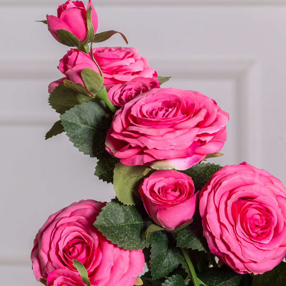 7141А/9149-11/5(F) Роза искусственная h75см, ярко-розовая, 3головы, 4бутона, шёлк_2