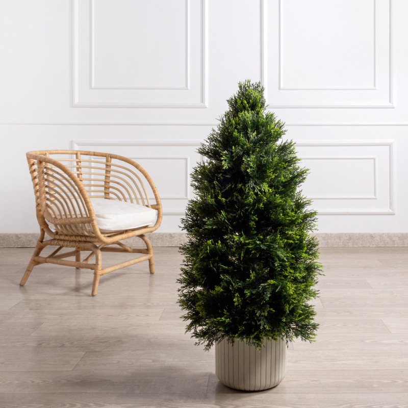 Т100/1466(F) Туя искусственная конус Люкс д/улицы h100см (искусственный ствол)_1