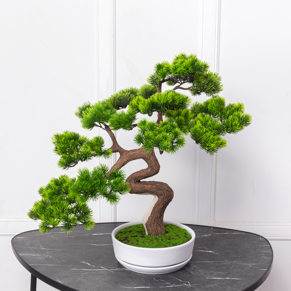 БС050/429-1(Promo) Бонсай сосна искусственный h50см в интерьерном кашпо_1