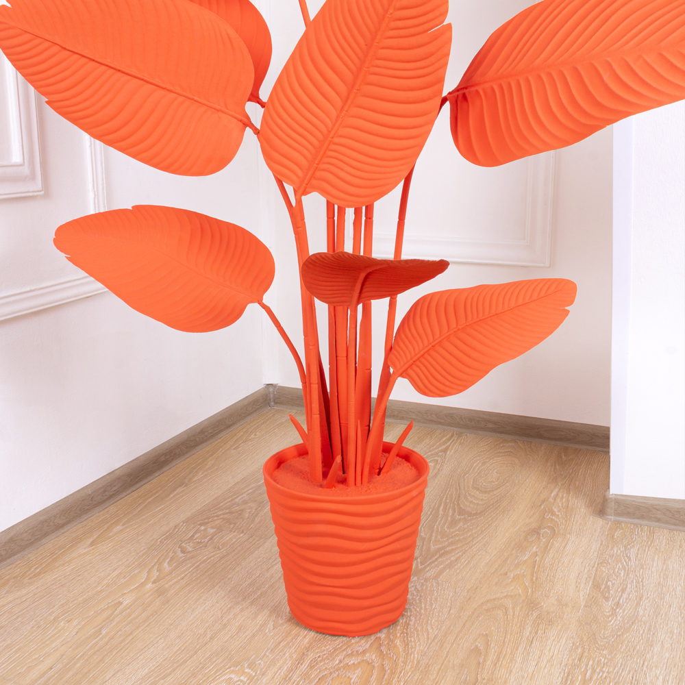 150/К/360-1(з.) Банановая пальма h150см (оранжевая) в интерьерном кашпо_7