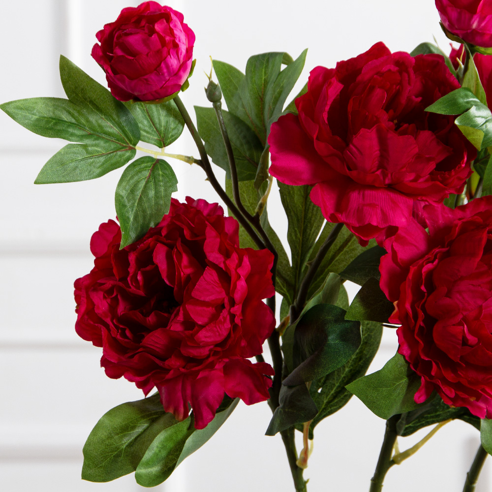 7141А/9122-0346/11(F) Пион искусственный h77см 2головы 1бутон,бордовый_3