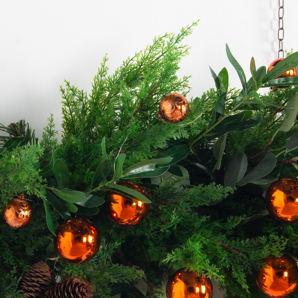 Л91-4(з)(F) Гирлянда НГ  искусственная из туи с шарами L100см, ширина 50см_5