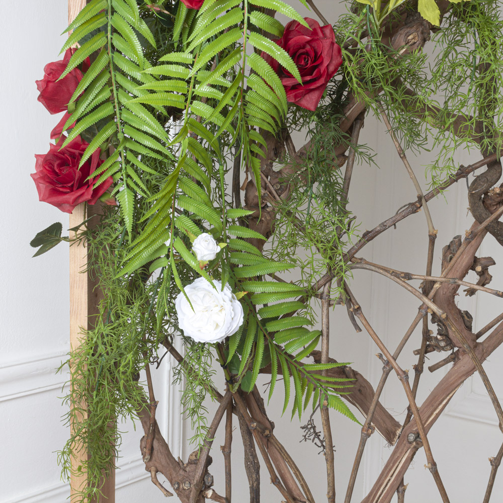 Ш180/60-1/1(з) Ширма декоративная искусственная цветочная в раме 80хh180см, бордо _2