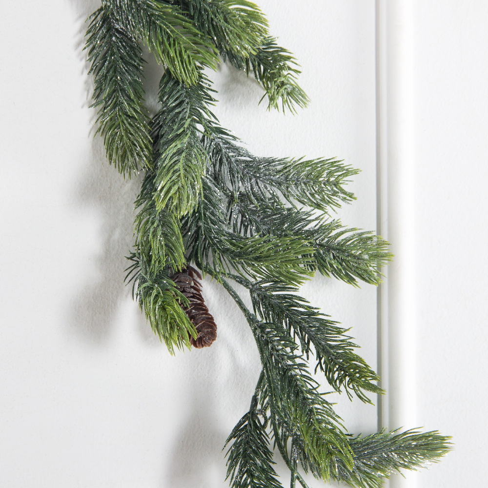 736А/9271-0162(Чп)(F) Гирлянда еловая НГ с шишками и блёстками h150см_3