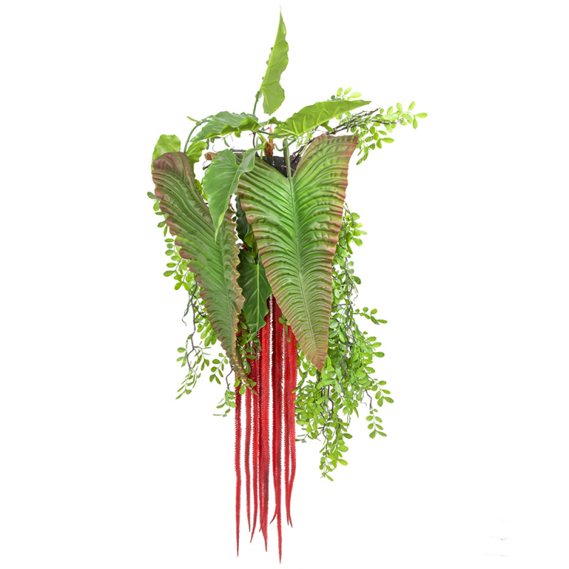 БК 26 Композиция с амарантом (бордо) и каладиумом на блоке 15*h10_21