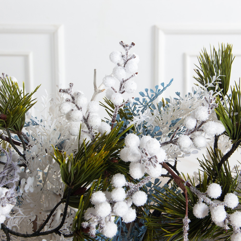 К566(Пр)(F) Композиция искусственная НГ на основании, бело-голубая_4